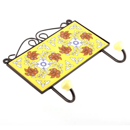 Yellow Brown Flower Tiles Hooks